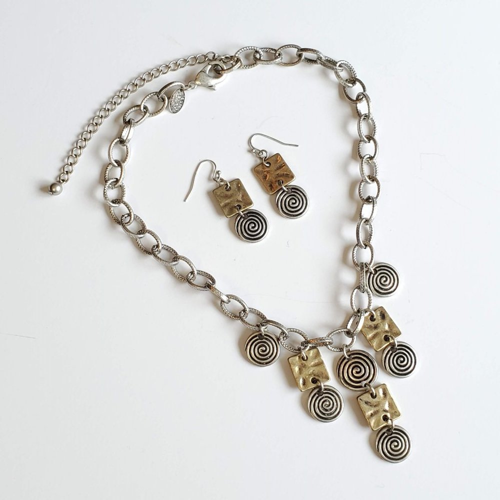 LAURA ASHLEY Mixed Metal Necklace & Earring Set